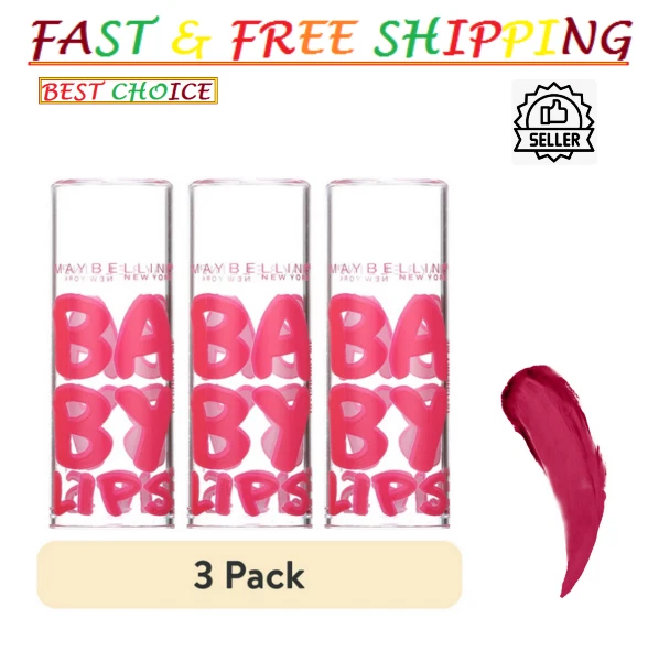 7pc Maybelline Baby Lips Moisturizing Lip Balm SPF 20 Pink Punch 0.15 Oz