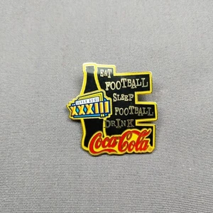XXXIII Superbowl Eat Sleep Football Drink Coca-Cola Lapel Hat Jacket Lanyard Pin - Picture 1 of 2