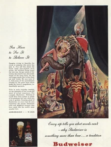 1945 Budweiser Beer: Circus See It to Believe It Vintage Print Ad - Picture 1 of 1