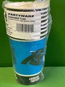 NFL Carolina Panthers Set of 8 16 oz Disposable Party Paper Cups NWT - Picture 1 of 2