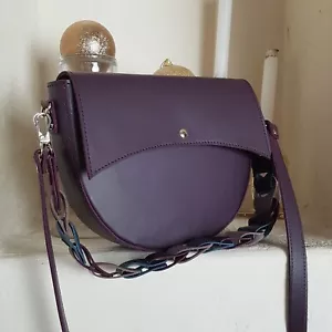Bolso Bandolera Mujer Cuero GENUINO Damas Berenjena Púrpura Cartera - Imagen 1 de 15
