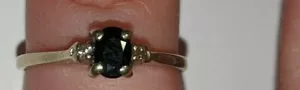 ANILLO ORO BLANCO DIAMANTES ZAFIRO 14K TALLA 5 1/4 SELLO FIRMADO 14K TRC - Imagen 1 de 11