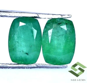 7x5 mm Certified Natural Emerald Cushion Cut Pair 1.88 CTS Loose Gemstones - Picture 1 of 6