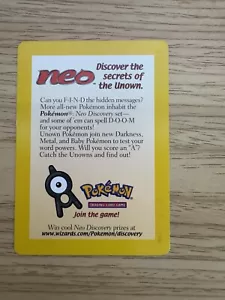 Tarjeta promocional Pokemon Neo Discovery The Secrets Of The Unown - Imagen 1 de 2