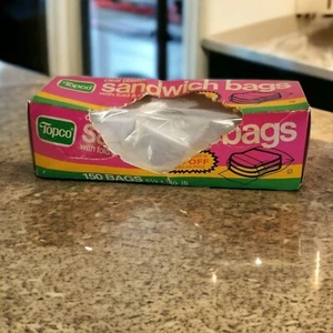 Vintage Prop Sandwich Baggies Box Retro Ephemera Grocery Pink Green Kitchen - Picture 1 of 13