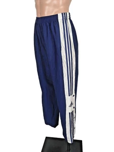 VTG 90s ADIDAS Snap Breakaway Track Pants Blue Patch sz M Embroidered RARE - Picture 1 of 9