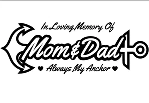 In Memory of Mom and Dad vinyl decal sticker for car/truck laptop window custom - Foto 1 di 1