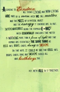 Biglietto vuoto divertente BUON COMPLEANNO PER CHIUNQUE "Einstein" di American Greetings + ✉ - Foto 1 di 4