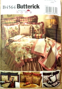 BUTTERICK B4564 Comforter Bed Skirt Throw Sham Full Queen King Pillows Neckrolls - Picture 1 of 8