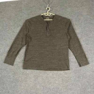 J Crew T Shirt Mens Extra Large 100% Cotton Henley Long Sleeve 3 Button Up Grey - Picture 1 of 9