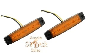 2x LED Side Clearance Indicator Lights ORANGE Truck Trailer Lamp 6 LED Enclosed - Picture 1 of 9