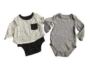 Lot of 2 Baby Infant Bodysuits Long Sleeve Oshkosh & Gymboree Size 0-3 Months - Picture 1 of 10