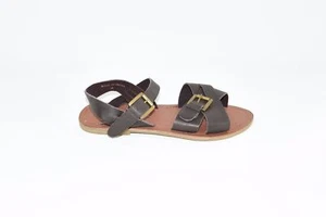 NEW OFFICE Women's Leather Peep Toe Gladiator Flat Sandals Brown Shoes Size UK3 - Picture 1 of 12