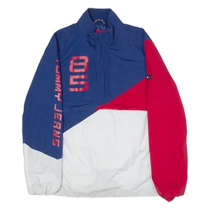 TOMMY HILFIGER Mens Pullover Jacket Blue Colourblock XL - Picture 1 of 6