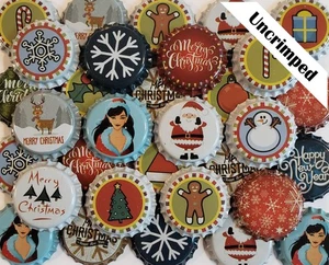 100 Christmas Beer Bottle Caps Crown Caps Homebrewing Home Brew Brewing - Picture 1 of 6