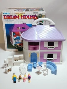 Vintage Blue Box Light Up Dream House Doll House w/ accessories Tested & Working - Picture 1 of 19