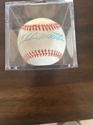 EDDIE MATHEWS  AUTOGRAPHED BASEBALL AUTHENTICATED BY PSA  AP63876 NM - Image 1 of 3