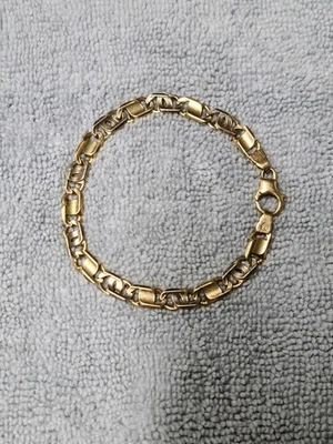 14k Solid Gold Bracelet 20.45g 2 Tone Yellow White Unique Mariner Chain  - Image 1 of 4