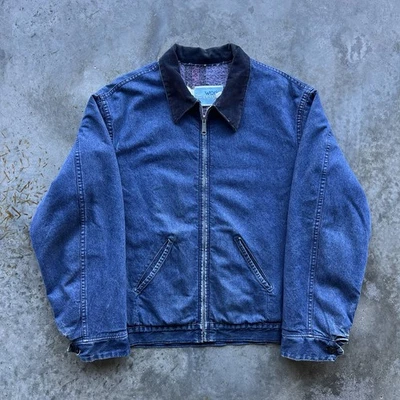 Vintage 80s Sears Work Leisure Denim Blanket Lined Jacket Size XXL USA Made - Image 1 of 4