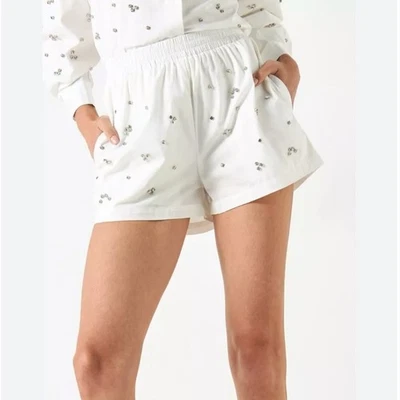 Pantalones Cortos Amable by Mable Fiesta Clásicos Estrás L Blanco Elástico Cintura Forrados Foto 1 de 4