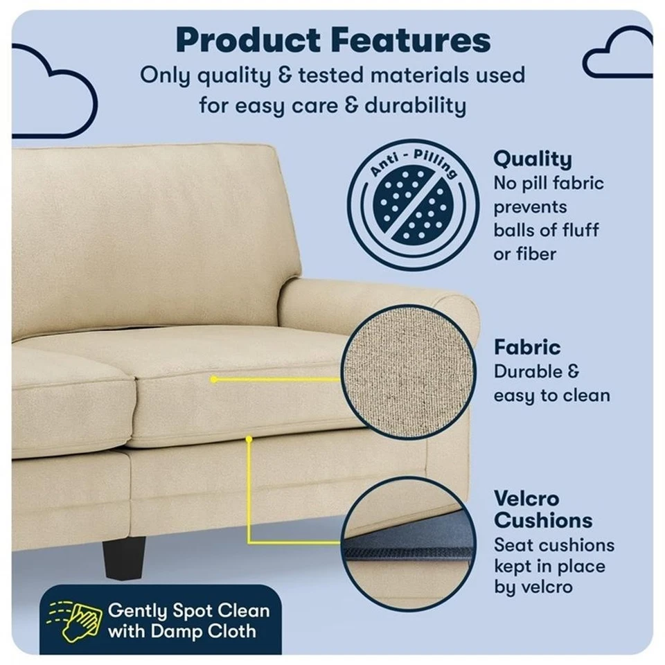 Sofá Serta Copenhagen 78" brazo enrollado con fundas extraíbles bronceado Foto 1 de 4