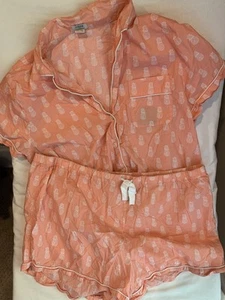 J Crew Pijama Shorts Set Plus 2x XXL 100% Algodón Tejido Piñas Verano - Imagen 1 de 7