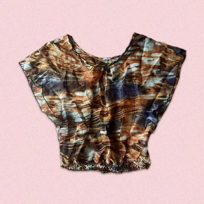 VTG Y2K Charlotte Russe Shimmery Mesh Leopard Print Top Sz Sm Grunge Bimbo Core - Image 1 of 4