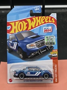 2024 Hot Wheels Blue '22 Ford Maverick Custom 196/250 HW Hot Trucks 10/10 1st Ed - Picture 1 of 2
