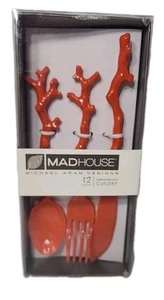 JUEGO DE 12 CUBIERTOS DE PLÁSTICO CORAL MARINO CASA LOCA DISEÑOS MICHEAL ARAM + EXTRAS - Imagen 1 de 4
