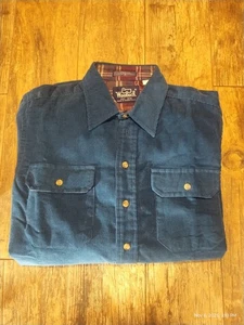 Vintage Woolrich Shirt Mens Medium Blue Corduroy Flannel Lined Button Up 90s - Picture 1 of 6
