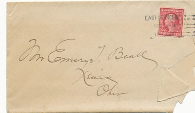 Cover with Machine Cancel East Orange Dec 9 1910 +  Xena Ohio Flag cancel back - Image 1 of 2