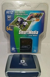NOS Ritz Lexar 64MB SMART MEDIA FLASH MEMORY CARD W/LEXAR CARD READER - Picture 1 of 8