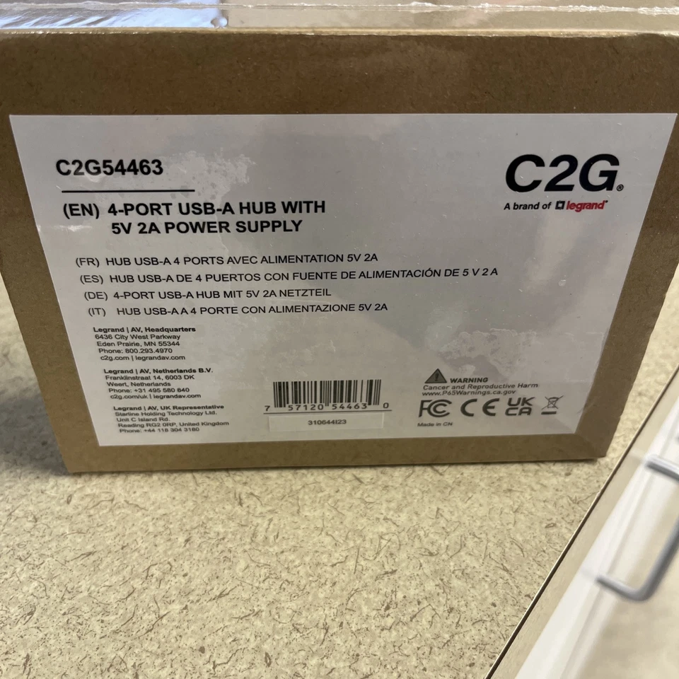 C2G 4-Port USB2.0 Type A Hub With Power Supply C2G54463