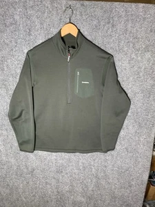 Simms Giacca Uomo Grande Nero Pile 1/2 Zip Pullover Leggero Polartec Fish - Foto 1 di 21