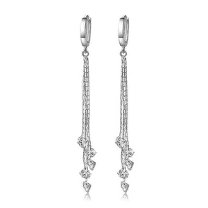 1Stk Lange Ohrhänger für Frauen aus Sterling Silber 925 mit Zirkonia Kreolen Neu - Bild 1 von 6