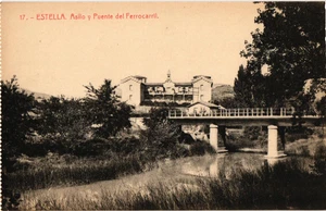 Spain old postcard Estella (Navarra) Puente Ferrocarril Railway Bridge (1894) - Picture 1 of 2