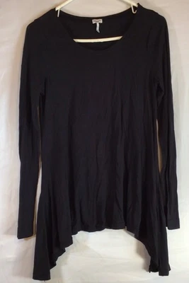 Splendid 黑色 Supima 棉不对称下摆长袖上衣中号美国制造 — 第 1/4 张图片