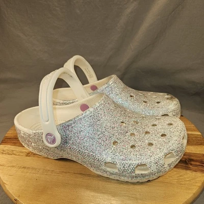 Zueco Crocs Clásico Brillo Niños Grandes Talla J6 Oyster Unicornio Algodón Caramelo  Foto 1 de 4