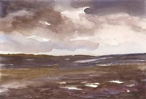 Ryedale Moor ORIGINAL WATERCOLOUR PAINTING Steve Greaves Art Moorland Landscape - Picture 1 of 1