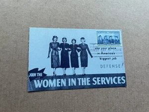 US 1952 FDC Maxi Card (D06) Service Women #1013 (A) +Dept Defense Poster Card - Picture 1 of 1