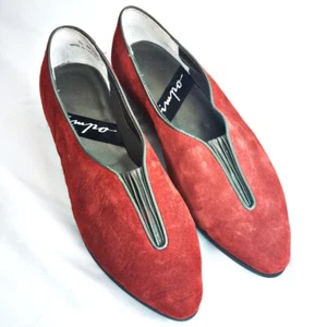 Impo Womens Rust Red Suede Slip On Wedge pointed toe size 6 Vintage - Picture 1 of 6