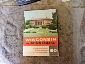 1962 WISCONSIN MINNESOTA PROGRAM FOOTBALL BADGERS 1963 ROSE BOWL! BOBBY BELL AD - Picture 1 of 12