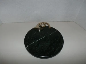 Vintage Green Marble Cheese Board with Lovely French Horn Adornment - Picture 1 of 6