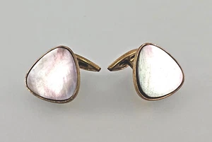 a-9325106 Paar Manschettenknöpfe goldfarben Perlmutt Vintage D2cm - Bild 1 von 2