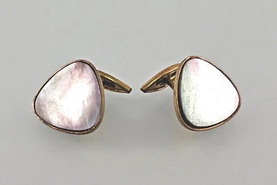 a-9325106 Paar Manschettenknöpfe goldfarben Perlmutt Vintage D2cm - Bild 1 von 2