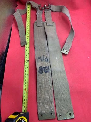 Original WW2 Pattern British Army L Straps Pair - 37 Pattern Webbing Haversack - Image 1 of 4