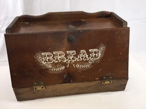 Vintage Rustic Primitive Wooden Bread Box Hinged Door Farm House 17 1/2” Wide - Picture 1 of 12