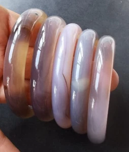 lavender pink grey chalcedony agate stone band bangle,gemstone,man woman jewelry - Picture 1 of 83