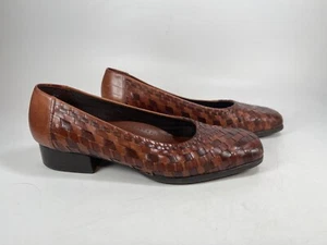 Trotters Aspen Woven Brown Leather Pumps Heels Size 8M - Picture 1 of 8