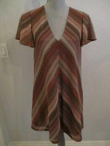 BCBGENERATION SMALL MINI DRESS LINED MULTI COLOR STRIPE W/METALLIC $148. - Picture 1 of 10
